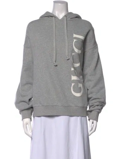 Pre-owned Gucci Graphic Print Crew Neck Hoodie In Grey