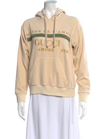Pre-owned Gucci Graphic Print Crew Neck Hoodie In Neutrals