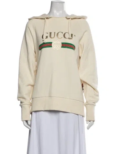 Pre-owned Gucci Graphic Print Crew Neck Hoodie In Neutrals
