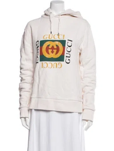 Pre-owned Gucci Graphic Print Crew Neck Hoodie In Neutrals