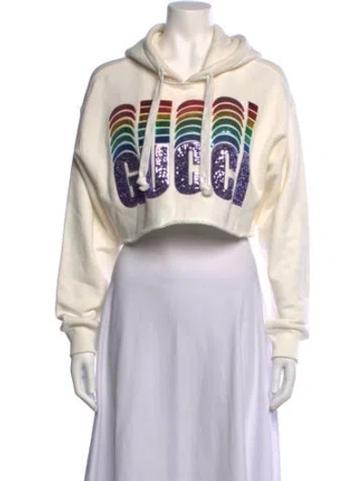 Pre-owned Gucci Graphic Print Crew Neck Hoodie In Neutrals