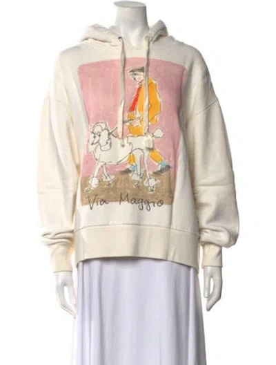 Pre-owned Gucci Graphic Print Crew Neck Hoodie In Neutrals