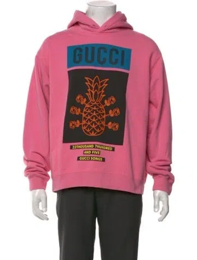 Pre-owned Gucci Graphic Print Crew Neck Hoodie In Pink