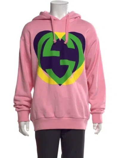 Pre-owned Gucci Graphic Print Crew Neck Hoodie In Pink