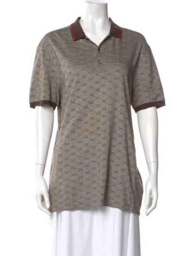 Pre-owned Gucci Graphic Print Crew Neck Polo In Red