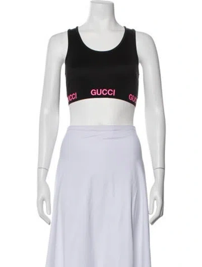 Pre-owned Gucci Graphic Print Crew Neck Sports Bra In Silver