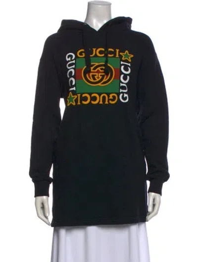 Pre-owned Gucci Graphic Print Crew Neck Sweater In Black
