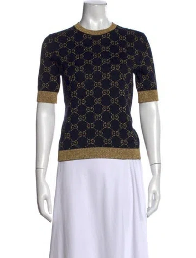 Pre-owned Gucci Graphic Print Crew Neck Sweater In Black