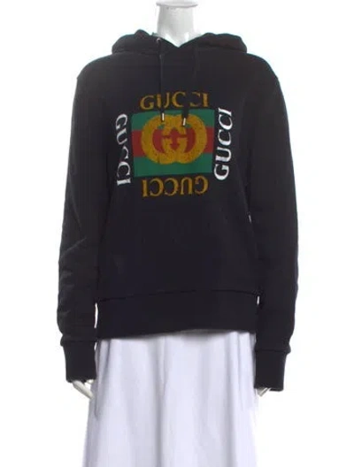 Pre-owned Gucci Graphic Print Crew Neck Sweater In Black