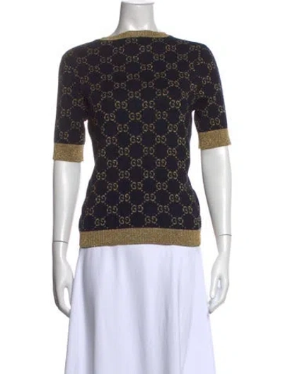 Pre-owned Gucci Graphic Print Crew Neck Sweater In Black/metallic