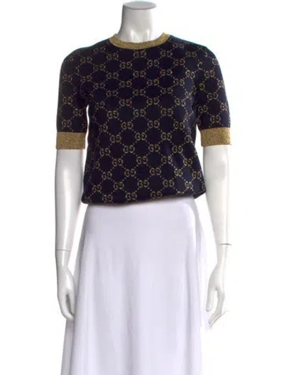 Pre-owned Gucci Graphic Print Crew Neck Sweater In Multi