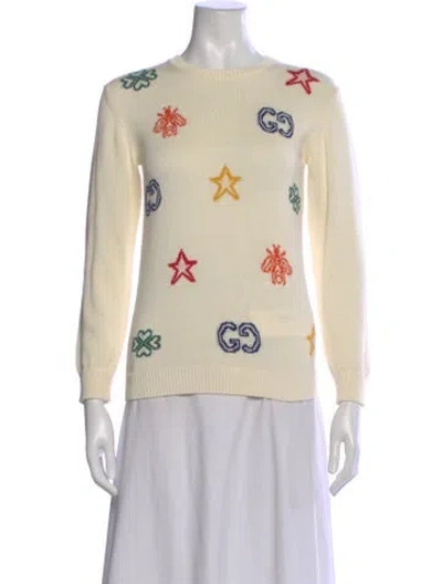 Pre-owned Gucci Graphic Print Crew Neck Sweater In Neutral