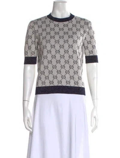 Pre-owned Gucci Graphic Print Crew Neck Sweater In Neutral