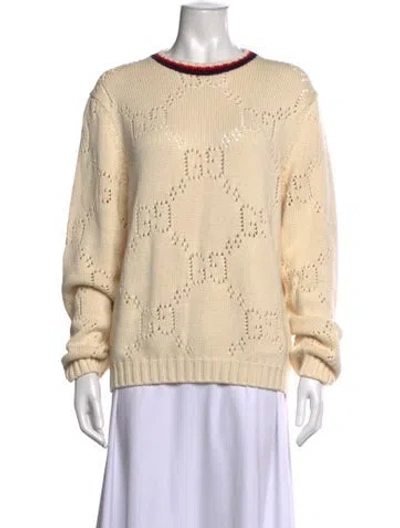 Pre-owned Gucci Graphic Print Crew Neck Sweater In Neutrals