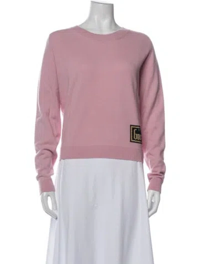 Pre-owned Gucci Graphic Print Crew Neck Sweater In Pink