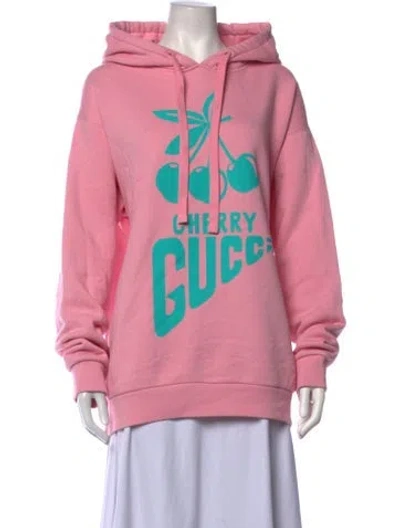 Pre-owned Gucci Graphic Print Crew Neck Sweater In Pink