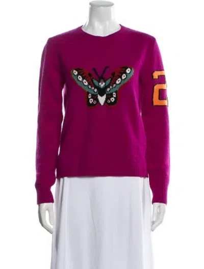 Pre-owned Gucci Graphic Print Crew Neck Sweater In Purple