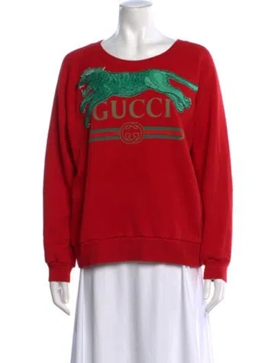 Pre-owned Gucci Graphic Print Crew Neck Sweater In Red