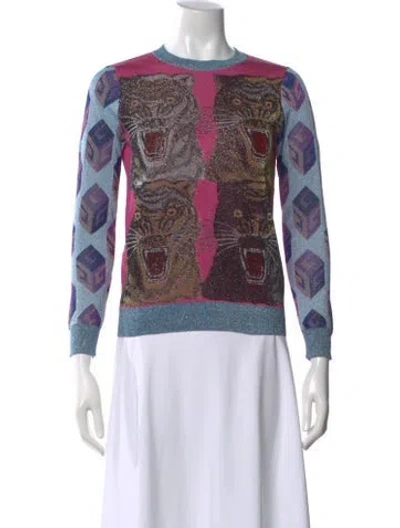 Pre-owned Gucci Graphic Print Crew Neck Sweatshirt