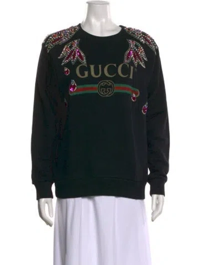 Pre-owned Gucci Graphic Print Crew Neck Sweatshirt In Black