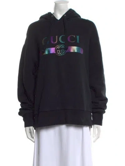 Pre-owned Gucci Graphic Print Crew Neck Sweatshirt In Black