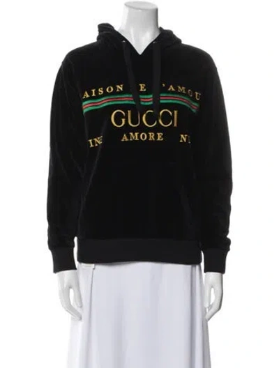 Pre-owned Gucci Graphic Print Crew Neck Sweatshirt In Black