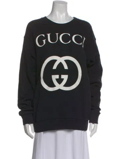 Pre-owned Gucci Graphic Print Crew Neck Sweatshirt In Black