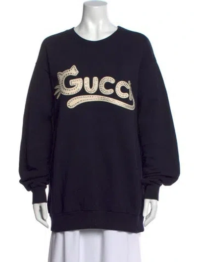 Pre-owned Gucci Graphic Print Crew Neck Sweatshirt In Black