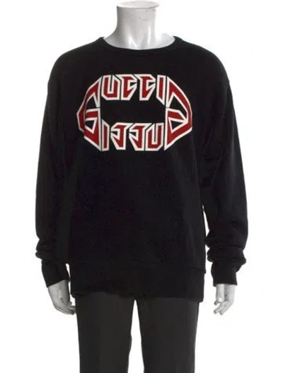 Pre-owned Gucci Graphic Print Crew Neck Sweatshirt In Black