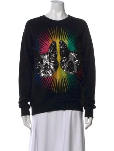 Pre-owned Gucci Graphic Print Crew Neck Sweatshirt In Black