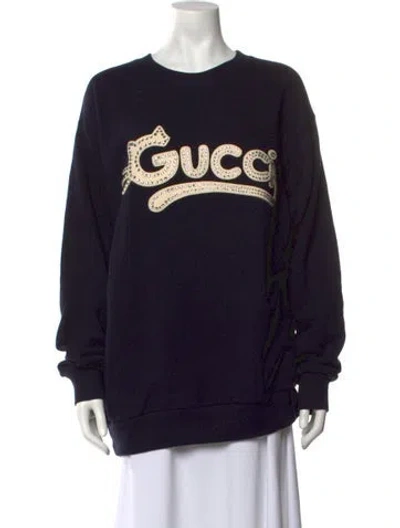 Pre-owned Gucci Graphic Print Crew Neck Sweatshirt In Black