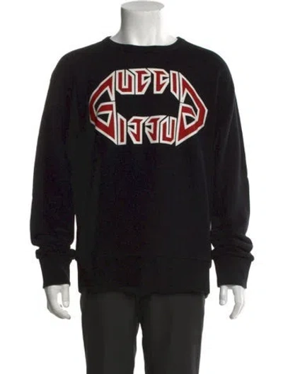 Pre-owned Gucci Graphic Print Crew Neck Sweatshirt In Black