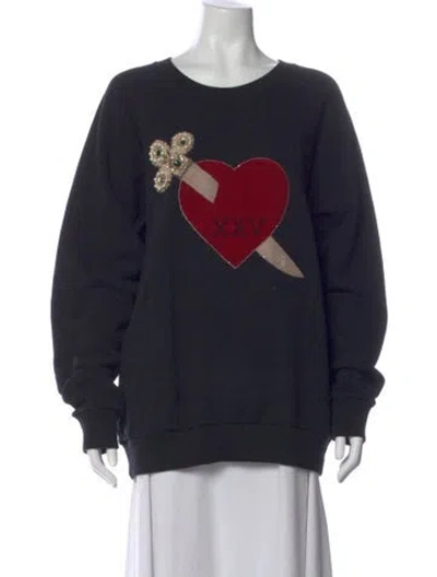 Pre-owned Gucci Graphic Print Crew Neck Sweatshirt In Blue