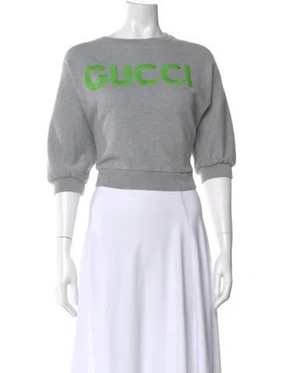 Pre-owned Gucci Graphic Print Crew Neck Sweatshirt In Gray