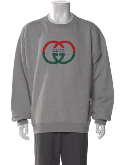 Pre-owned Gucci Graphic Print Crew Neck Sweatshirt In Gray