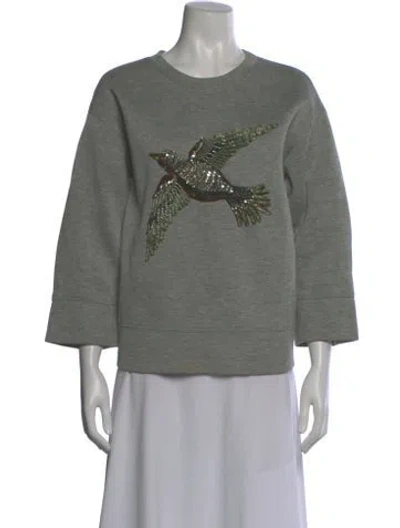 Pre-owned Gucci Graphic Print Crew Neck Sweatshirt In Gray