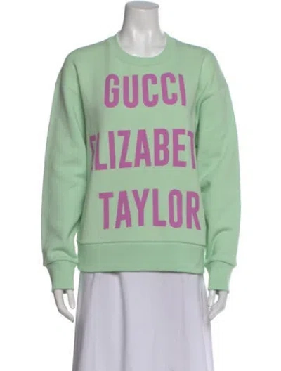Pre-owned Gucci Graphic Print Crew Neck Sweatshirt In Green