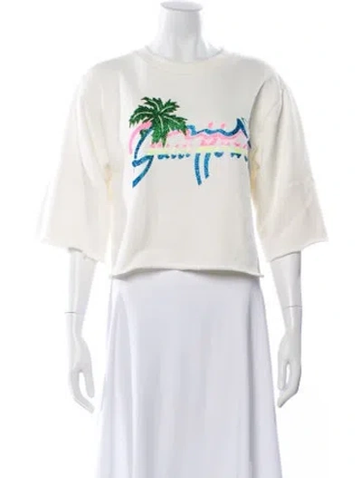 Pre-owned Gucci Graphic Print Crew Neck Sweatshirt In Neutral