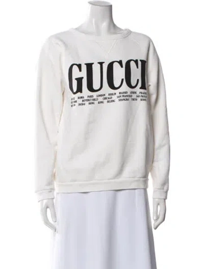 Pre-owned Gucci Graphic Print Crew Neck Sweatshirt In Neutral