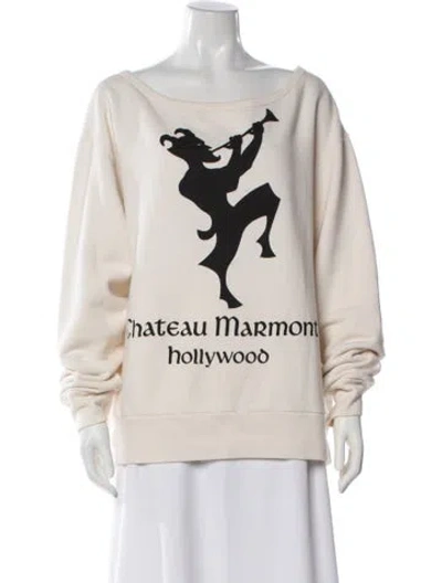 Pre-owned Gucci Graphic Print Crew Neck Sweatshirt In Neutral