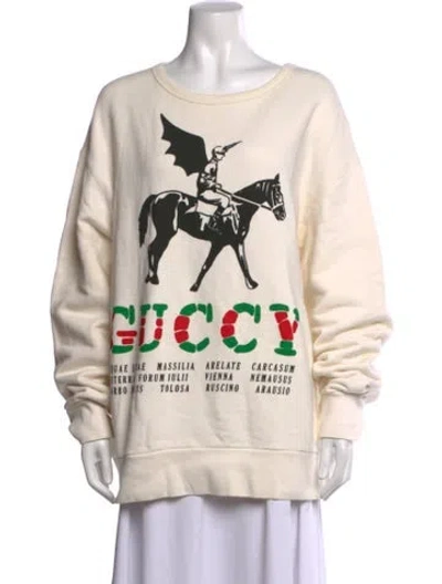 Pre-owned Gucci Graphic Print Crew Neck Sweatshirt In Neutrals