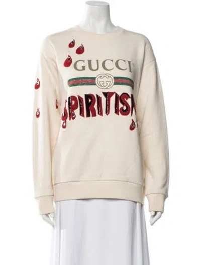 Pre-owned Gucci Graphic Print Crew Neck Sweatshirt In Neutrals