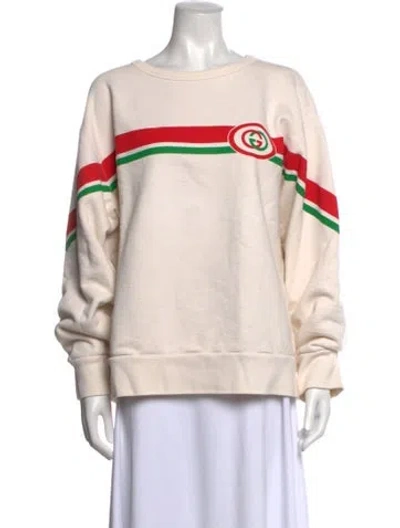 Pre-owned Gucci Graphic Print Crew Neck Sweatshirt In Neutrals