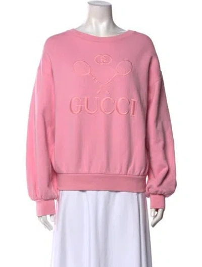 Pre-owned Gucci Graphic Print Crew Neck Sweatshirt In Pink