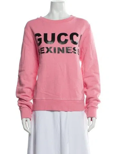 Pre-owned Gucci Graphic Print Crew Neck Sweatshirt In Pink