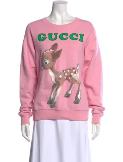 Pre-owned Gucci Graphic Print Crew Neck Sweatshirt In Pink