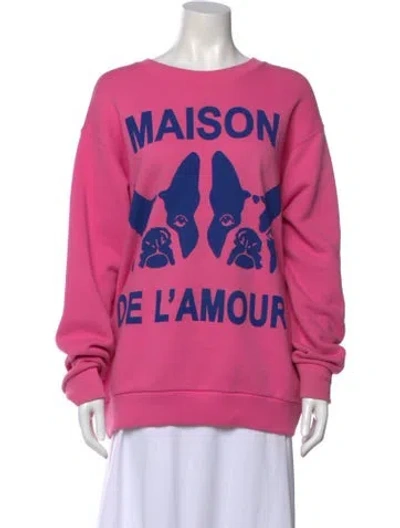 Pre-owned Gucci Graphic Print Crew Neck Sweatshirt In Pink