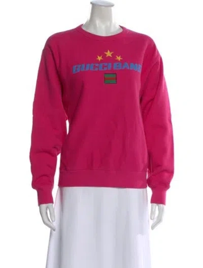Pre-owned Gucci Graphic Print Crew Neck Sweatshirt In Pink