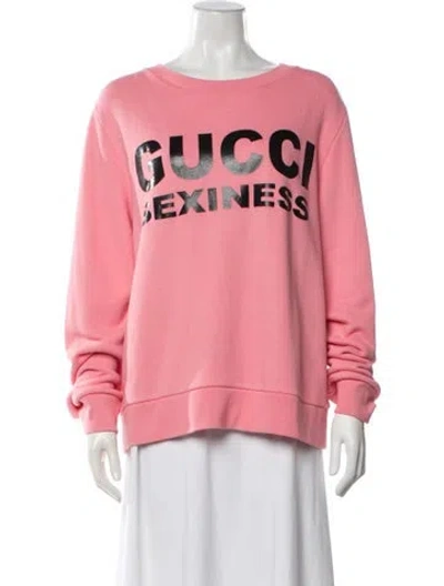 Pre-owned Gucci Graphic Print Crew Neck Sweatshirt In Pink