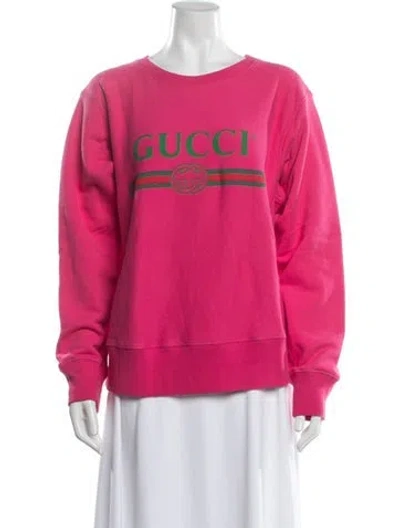 Pre-owned Gucci Graphic Print Crew Neck Sweatshirt In Pink